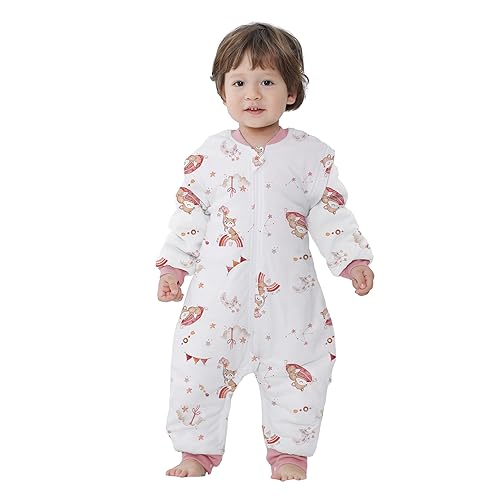 Baby Schlafsack mit Füßen 2.5 TOG Warm Gefüttert Winter Kinder Schlafsack abnehmbaren Ärmeln for Junge Mädchen (Rosa, XS) von Miracle Baby