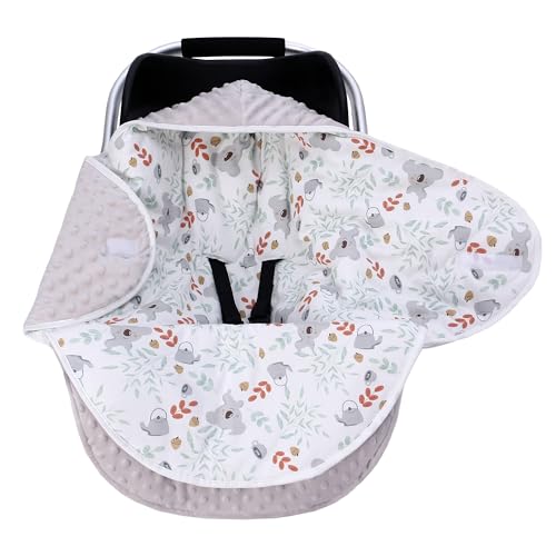 Einschlagdecke Babyschale für Winter Buggy Schlafsack Universal Fußsack Babydecke Baumwolle Baby Pucksack für Kinderwagen Autositz 0-3 Monate (Koala S (0-3M)) von Miracle Baby