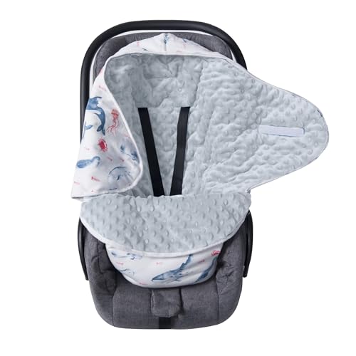 Einschlagdecke Babyschale für Winter Buggy Schlafsack Universal Fußsack Babydecke Baumwolle Baby Pucksack für Kinderwagen Autositz 3-12 Monate (Ozeanwelt M (3-12M)) von Miracle Baby