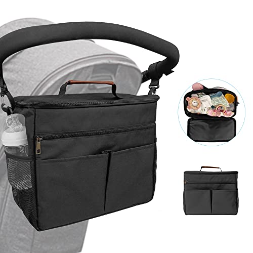 Kinderwagentasche Organizer Kinderwagen Buggy Tasche Baby Universale Multifunktionale Aufbewahrungstasche (SCHWARZ) von Miracle Baby