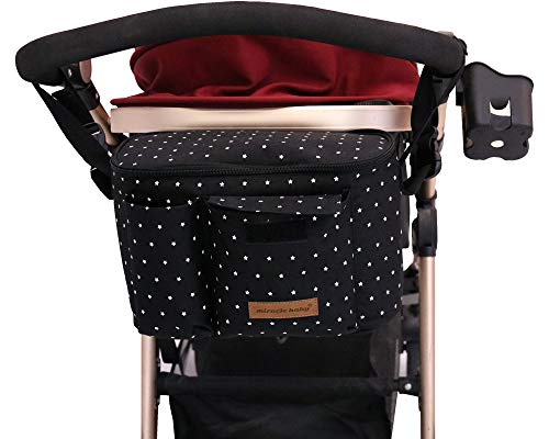 Kinderwagentasche Organizer Kinderwagen Buggy Tasche Baby Universale Multifunktionale Aufbewahrungstasche (Schwarzer Stern) von Miracle Baby