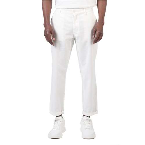 Miracle of Denim M.O.D MOD, Hugo Chino Comfort, 7/8 Herren Jeans Hose Leinenmischgewebe Soft White W 32 L 28 von Miracle of Denim