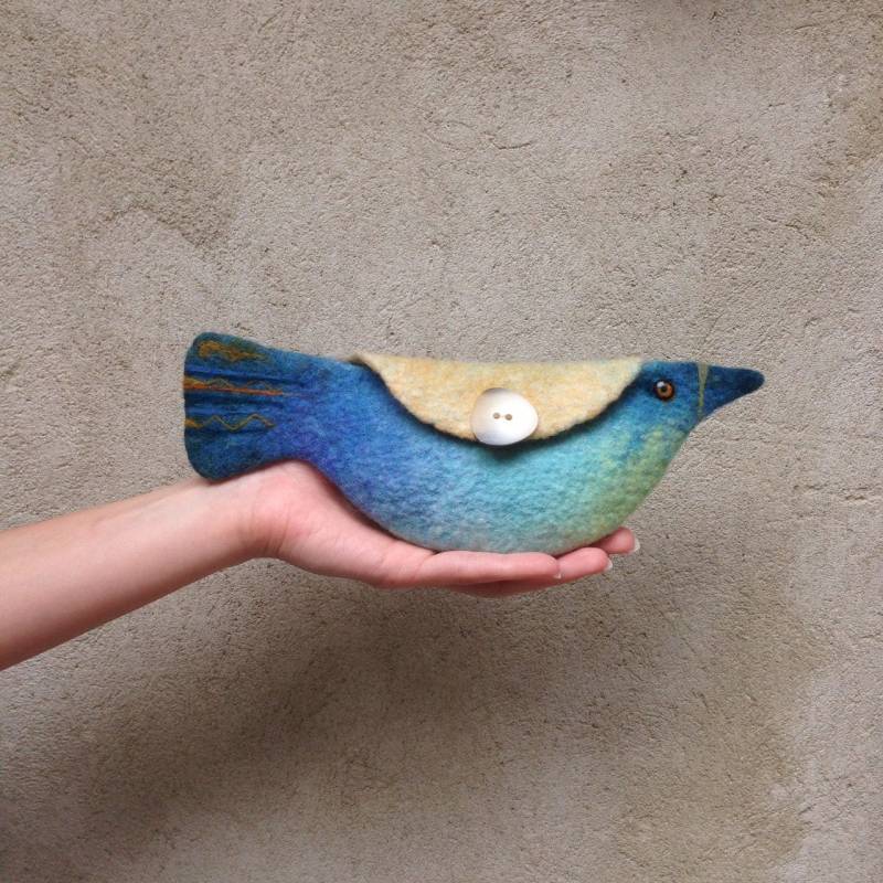 Kleine Wolle Gefilzt Tasche Tier Geldbörse Geschenk Für Kinder Filz Hand Gefilzte Blau Türkis Vogel Kupplung Designer von MiracleWORLDcrafts