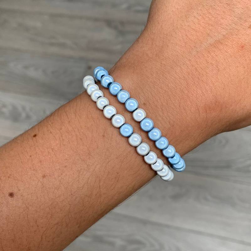 Himmelblau-Weißes Wunder-Armband-stack-Set von Miraclebeadco