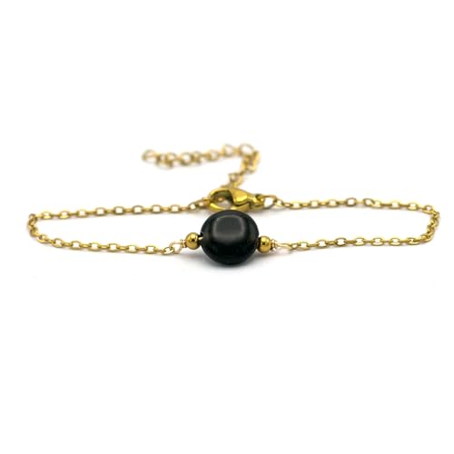 Miracles Minéraux Armband aus vergoldetem Edelstahl mit Natursteinen | eleganter Schmuck | handgefertigt in Frankreich | Heilstein | Wellness, Einheitsgröße, Stein, Vergoldeter Edelstahl von Miracles Minéraux