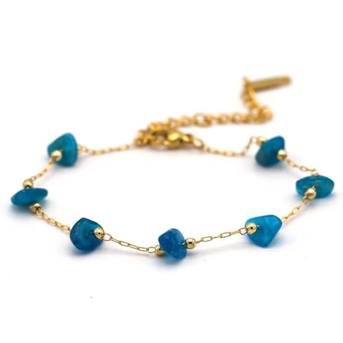 Miracles Minéraux Armband aus vergoldetem Edelstahl mit Natursteinen | eleganter Schmuck | handgefertigt in Frankreich | Heilstein | Wellness, Einheitsgröße, Stein, Vergoldeter Edelstahl von Miracles Minéraux