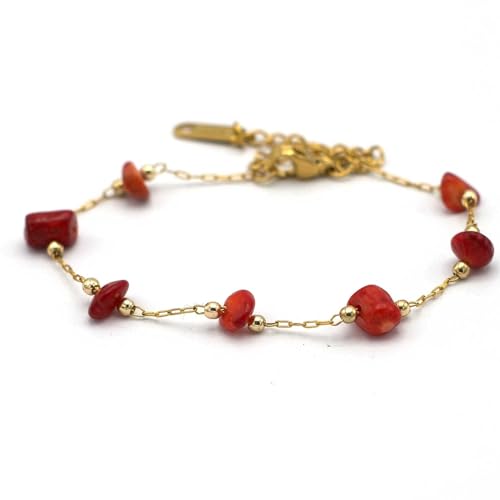 Miracles Minéraux Armband aus vergoldetem Edelstahl mit Natursteinen | eleganter Schmuck | handgefertigt in Frankreich | Heilstein | Wellness, Einheitsgröße, Stein, Vergoldeter Edelstahl von Miracles Minéraux