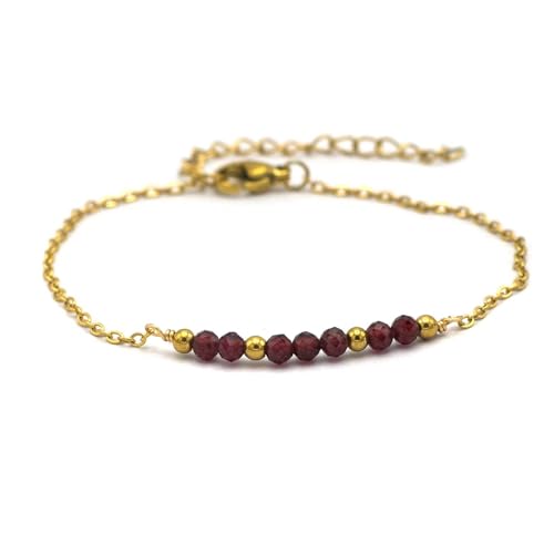 Miracles Minéraux Armband aus vergoldetem Edelstahl mit natürlichen Geburtssteinen | eleganter Schmuck | handgefertigt in Frankreich | Heilstein | Wellness, Taille unique, Stein, Vergoldeter Edelstahl von Miracles Minéraux