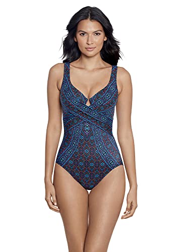 Miraclesuit Damen-Bademode, schlankmachend, Bügel, geformte Körbchen, BH, Bauchkontrolle, einteiliger Badeanzug, Romani Multi, 42 von Miraclesuit