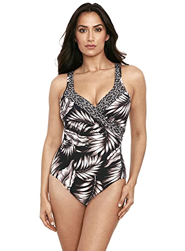 Miraclesuit Damen-Bademode It's a Wrap Bauchkontrolle Bügel BH Einteiler Badeanzug, Schwarz/Multi, 42 von Miraclesuit