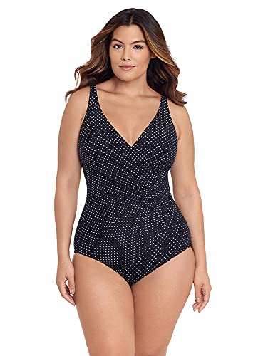 Miraclesuit Damen Bademode Übergröße Pin Point Oceanus Soft Cup Bauchkontrolle Einteiler Badeanzug, Schwarz/Weiß, 116 Mehr von Miraclesuit
