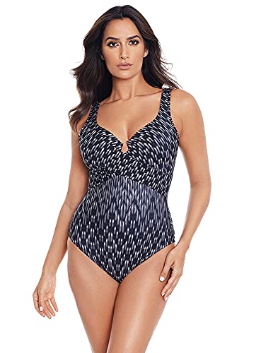 Miraclesuit Women's Swimwear Belle Epoque Criss Cross Escape Underwire Bra Tummy Control One Piece Swimsuit, Grey, 16 von Miraclesuit