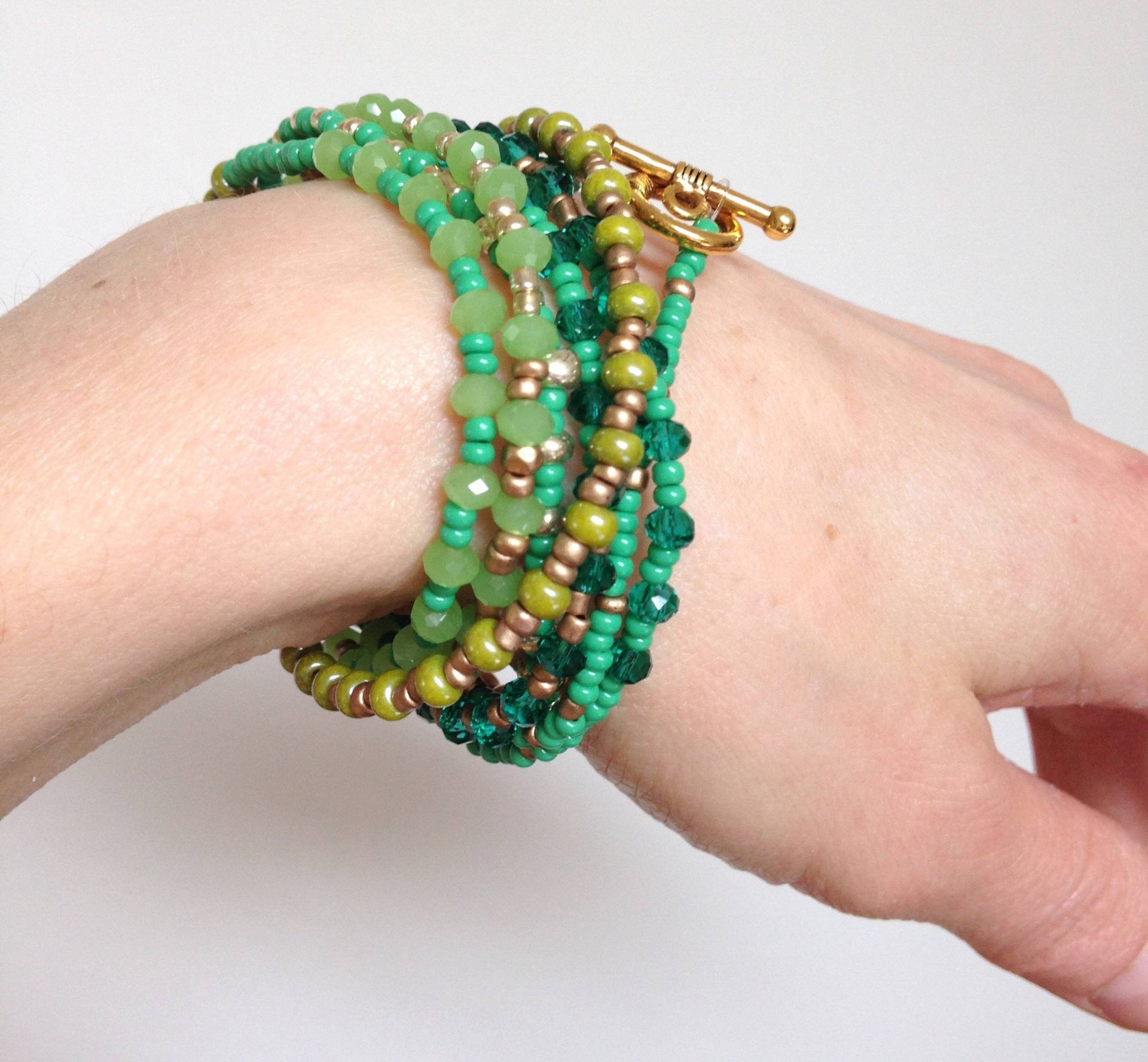 Handgemachte Grüne Glasperlen Armband-Halskette Boho Style Schmuck Handgemachte Grüne Glasperlen Armband-Halskette Boho Style Schmuck von MiracolaBottega