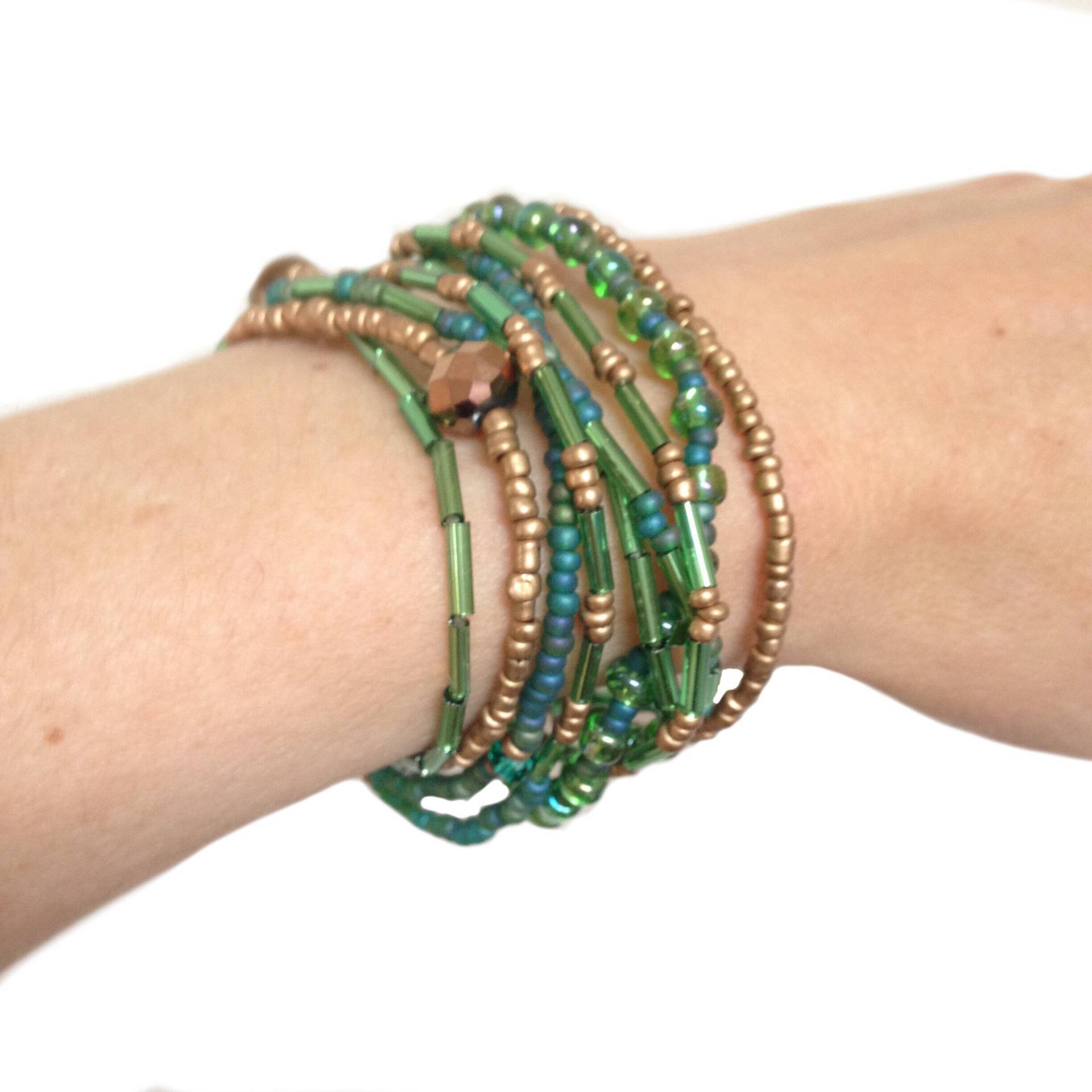 Perlen Wickelarmband Grün Boho Glasperlen Halskette Perlen Wickelarmband Grün Boho Glasperlen Halskette von MiracolaBottega