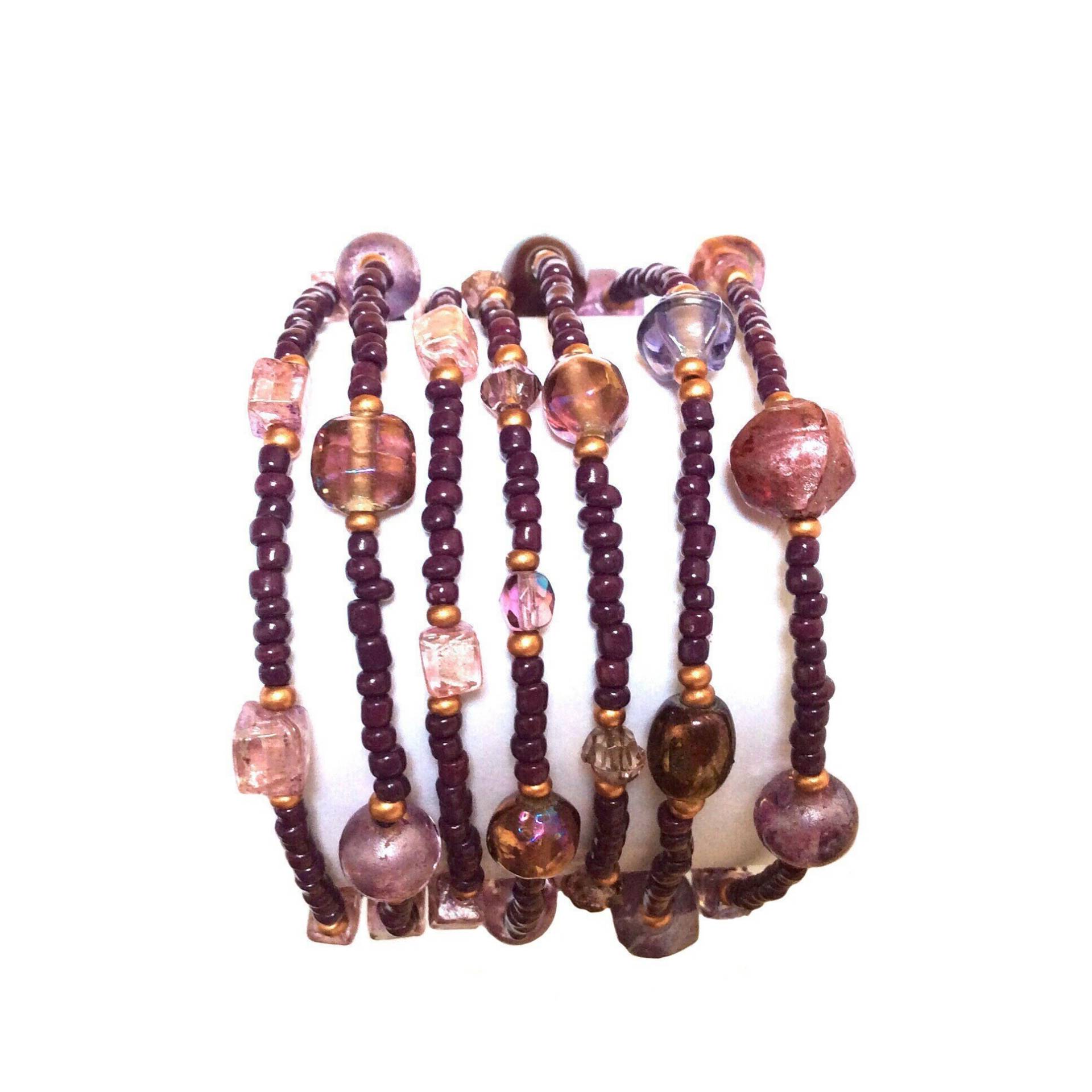 Lila Perlen Wickelarmband Boho Chic Glasperlen Schmuck Lila Perlen Wickelarmband Boho Chic Glasperlen Schmuck von MiracolaBottega