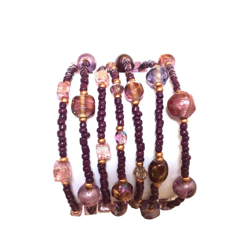 Lila Perlen Wickelarmband Boho Chic Glasperlen Schmuck Lila Perlen Wickelarmband Boho Chic Glasperlen Schmuck von MiracolaBottega