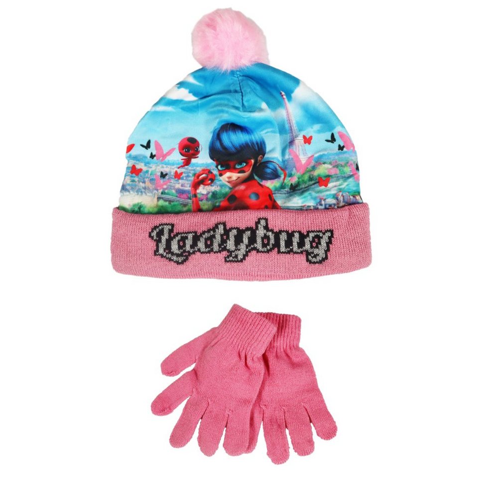 Miraculous - Ladybug Bommelmütze Miraculous Ladybug Kinder 2tlg Set Wintermütze plus Handschuhe Gr. 52 bis 54 von Miraculous - Ladybug