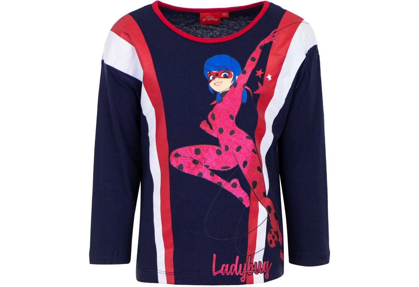 Miraculous - Ladybug Langarmshirt Kinder Mädchen Shirt Gr. 104 bis 128, 100% Baumwolle, in Dunkelblau oder Weiß von Miraculous - Ladybug