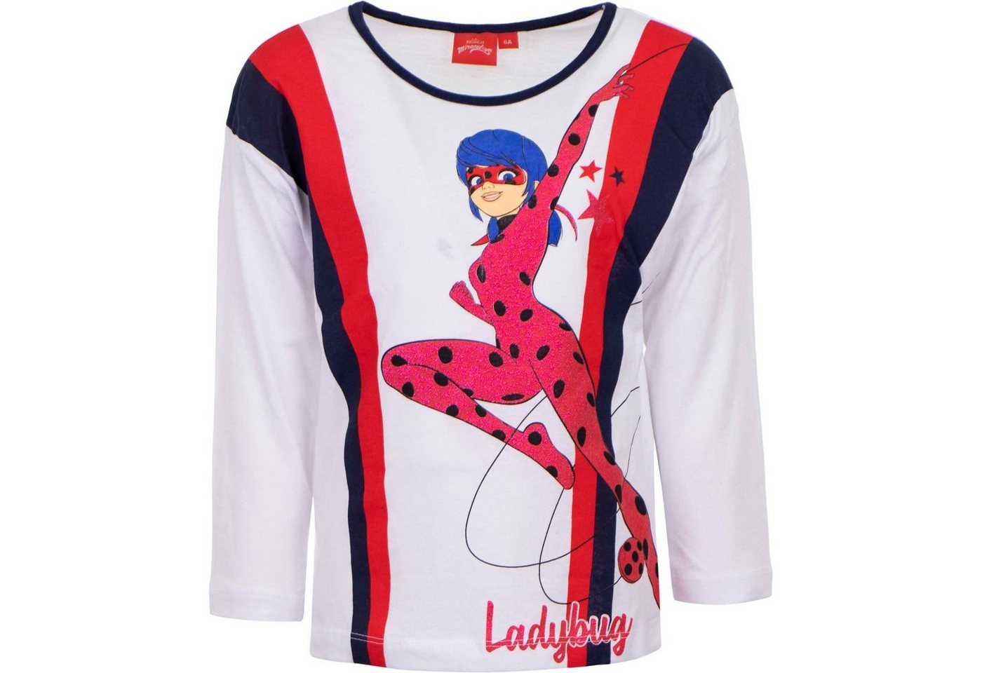 Miraculous - Ladybug Langarmshirt Kinder Mädchen Shirt Gr. 104 bis 128, 100% Baumwolle, in Dunkelblau oder Weiß von Miraculous - Ladybug