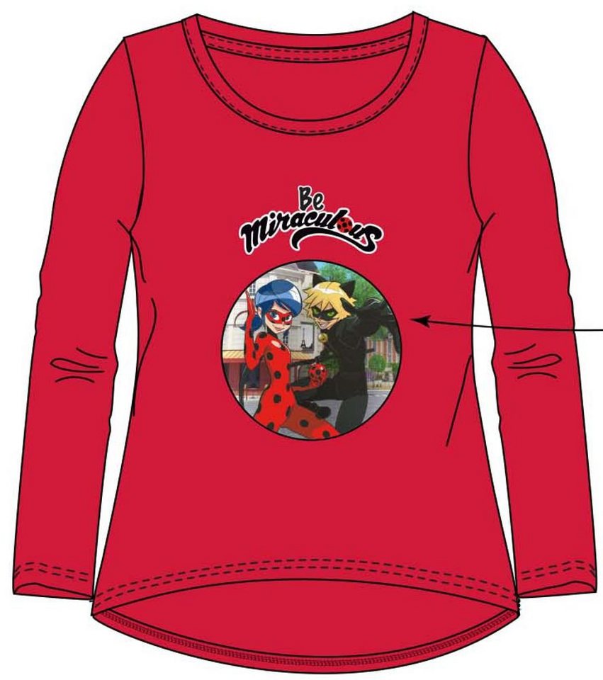 Miraculous - Ladybug Langarmshirt MIRACULLUS LADYBUG LANGARM T-SHIRT MÄDCHEN GR.110 116 128 FÜR 5 6 8 JAHRE MIT 3D DRUCK von Miraculous - Ladybug