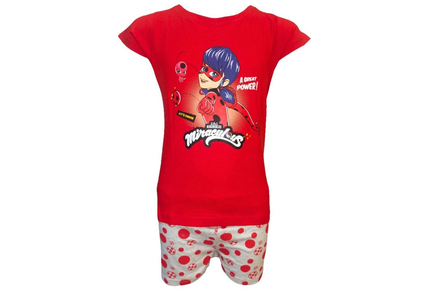 Miraculous - Ladybug Schlafanzug A GREAT POWER! (2 tlg) Pyjama Set kurz - Mädchen Shorty Gr. 116-146 cm von Miraculous - Ladybug