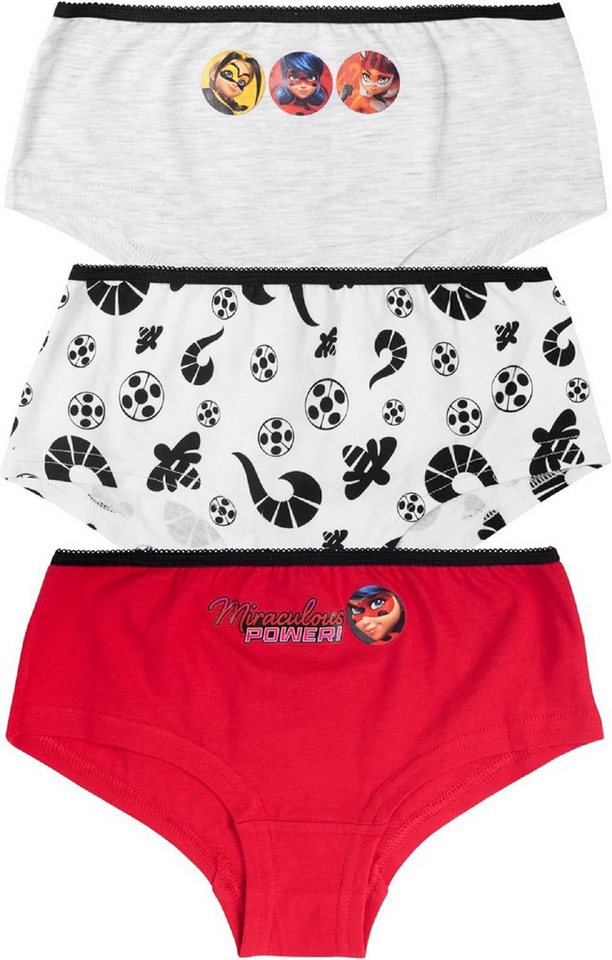 Miraculous - Ladybug Slip Kinder Unterhose Unterwäsche Rot/Weiß/Grau (3er Pack) von Miraculous - Ladybug