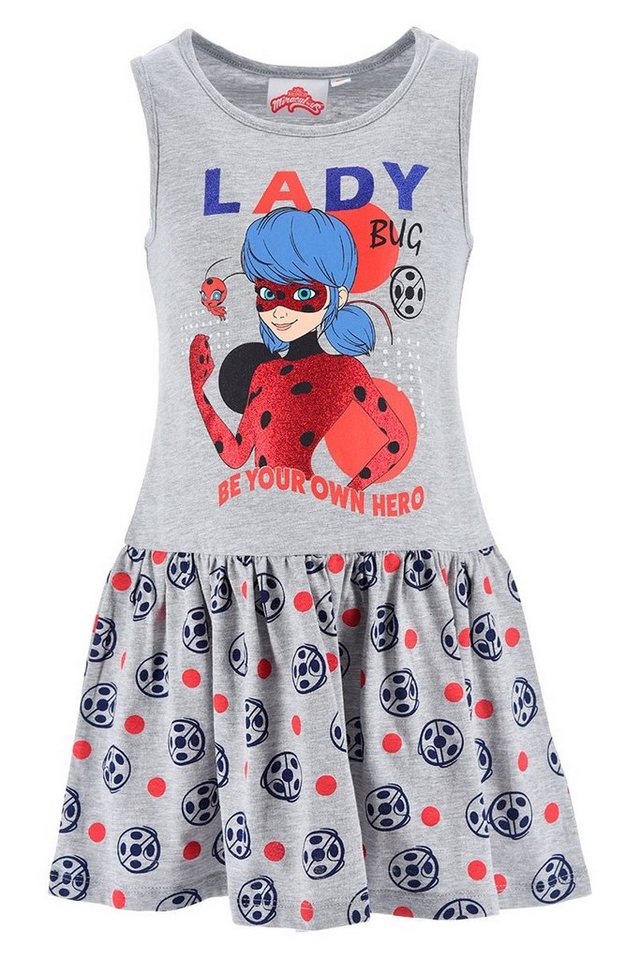 Miraculous - Ladybug Sommerkleid BE YOUR OWN HERO Jerseykleid mit Glitzer für Mädchen Gr. 104 -128 cm von Miraculous - Ladybug