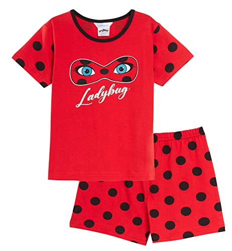 Miraculous Ladybug Kurzer Schlafanzug für Mädchen, Kinder, roter Shortie-Schlafanzug, rot, 3-4 Jahre von Miraculous
