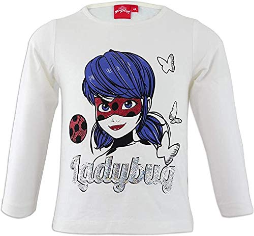 Miraculous Ladybug Mädchen Langarmshirt Weiß (128) von Miraculous