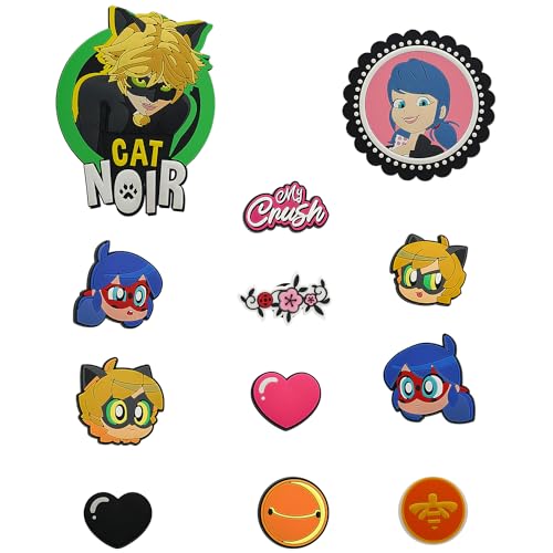 Miraculous Ladybug - Pop n' Swop 12 verschiedene Marienkäfer und Cat Noir Abzeichen, Regular und XXL Clip-on Badges, kompatibel mit Pop n' Swop Geldbörsen, Schultertasche und Rucksäcken (Wyncor), von Miraculous