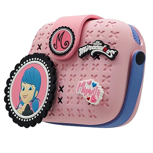 Miraculous Ladybug - Pop n' Swop Ladybug Handtasche für kinder, mit 4 Clip-on Badges, Griff und Reißverschluss, leichte, langlebige wasserdichte Handtasche (Wyncor) (Rose - Marinette) von Miraculous