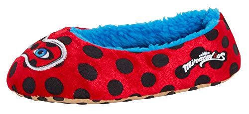 Miraculous Mädchen Marienkäfer Ballettschuhe Ultimate Kids Fleece Gefüttert Hausschuhe Socken, Rot - rot - Größe: 31/32 EU von Miraculous