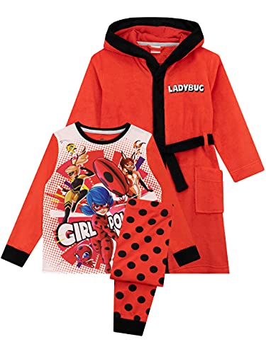 Miraculous Mädchen Schlafanzug und Bademantel Set Ladybug Rot 116 von Miraculous