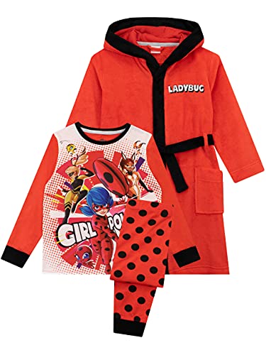 Miraculous Mädchen Schlafanzug und Bademantel Set Ladybug Rot 140 von Miraculous