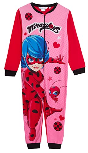 Miraculous Einteiler für Mädchen, Marienkäfer, Fleece-Schlafanzug für Kinder, zum Verkleiden, Spielanzug, Kostüm, Pyjama, Loungewear mit Reißverschluss, Rose, 9-10 Years von Miraculous