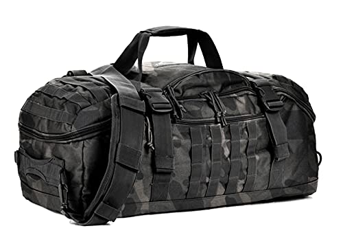 Miramrax Sporttasche, Rucksack – Reise-Wochenendtasche für Männer und Frauen, Workout-Tasche für Militär, Sport, Übernachtung, Basketball, taktisch, Fußball, wasserdicht und reißfest, BlackCamo, 45l, von Miramrax