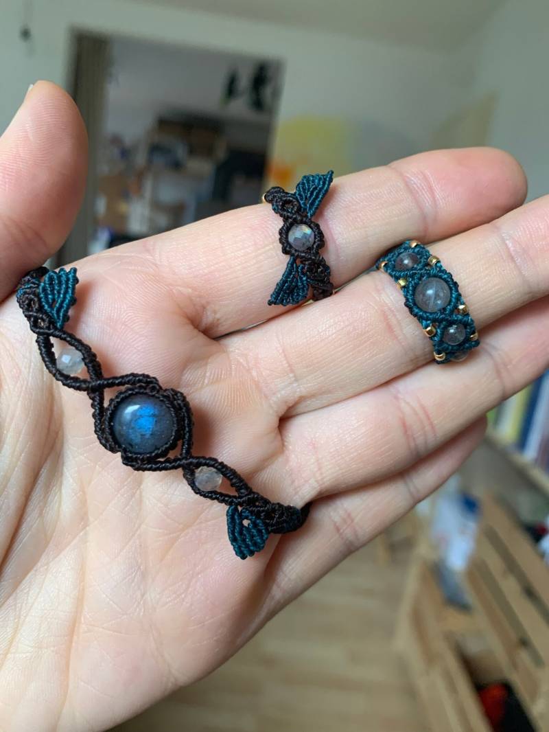 Labradorit Elfen Macramé Set von MirasMacrame