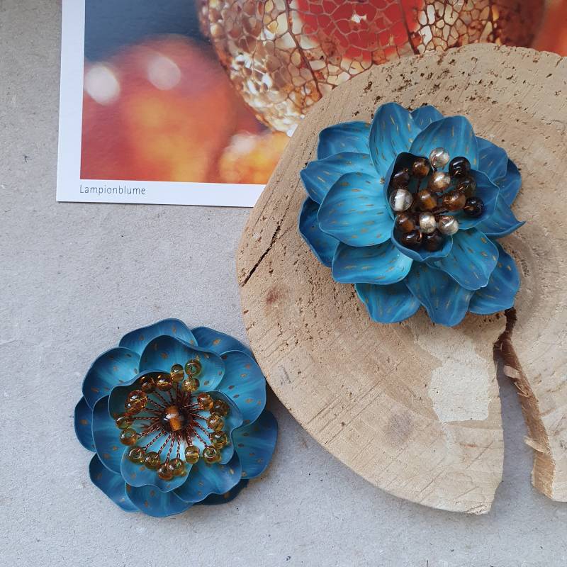 Drachen Blume, Brosche Blume Türkis, Anstecknadel Blaue 24109 von Miratsu
