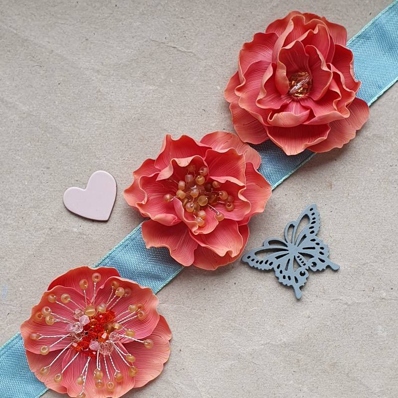 Koralle Blume Anstecknadel Fimo Knete Brosche Koralle Blume Anstecknadel Fimo Knete Brosche von Miratsu