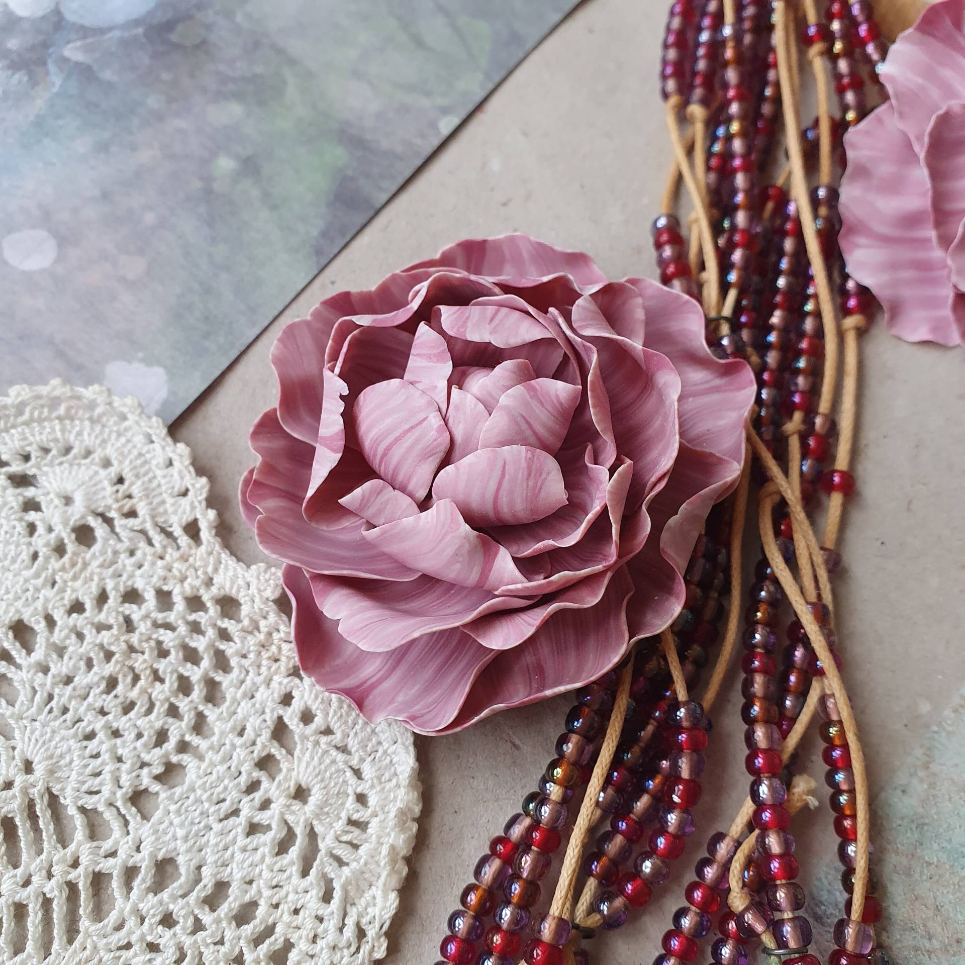 Pinke Pfingstrose, Anstecknadel, Blüten Broschen, Anstecknadel V 23023 von Miratsu