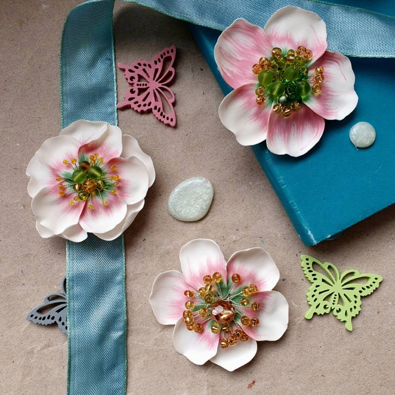 Sakura Blume, Baumblüten Brosche, Ansteckblume Pink V24108 von Miratsu
