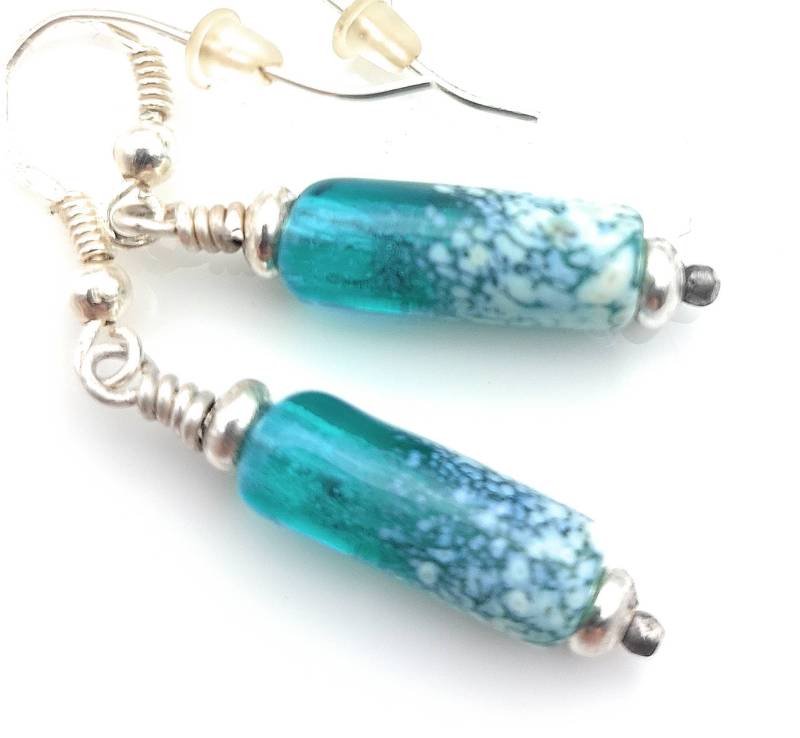Ohrhänger Aus Murano Glas Und 925Er Silber Türkis Elfenbein Farbe Ohrhänger Aus Murano Glas Und 925Er Silber Türkis Elfenbein Farbe von MiriamFasolato