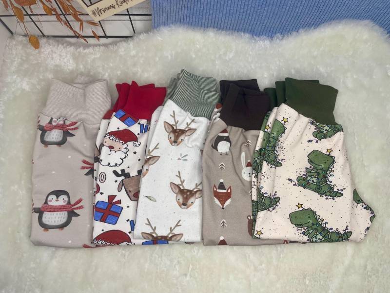 Weihnachten Pumphose Mitwachshose Baby Kind Biobaumwolle French Terry Jersey Kinderkleidung Handmade von MiriamsKinderTuedel