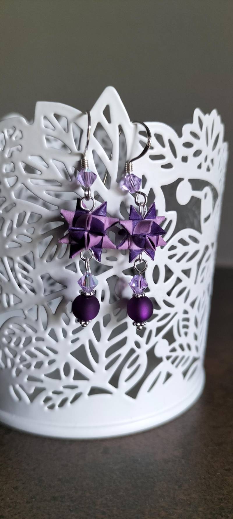 Fröbelsternohrringe in Pink- Und Lilatönen - Silber Fröbelsternohrringe in Pink- Und Lilatönen - Silber von MirielsSchatzkiste