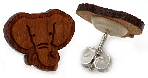 Miriquidi Elefant Holz Ohrstecker Silber 925 Sterling 11mm Paar - Kirsch von Miriquidi