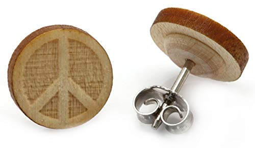 Miriquidi Peace Holz Ohrstecker Silber 925 Sterling 11mm Paar - Ahorn von Miriquidi