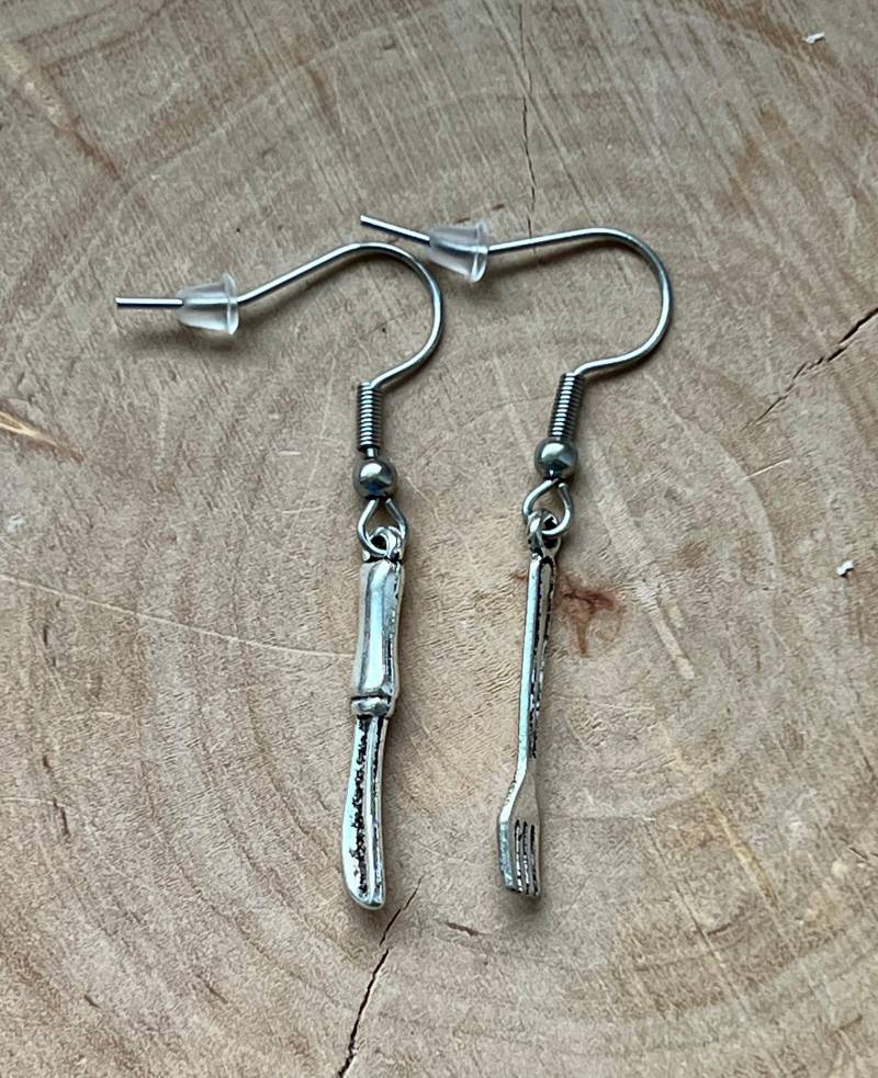 Ohrringe Besteck Gabel Messer Silberfarben von MirisOhringe