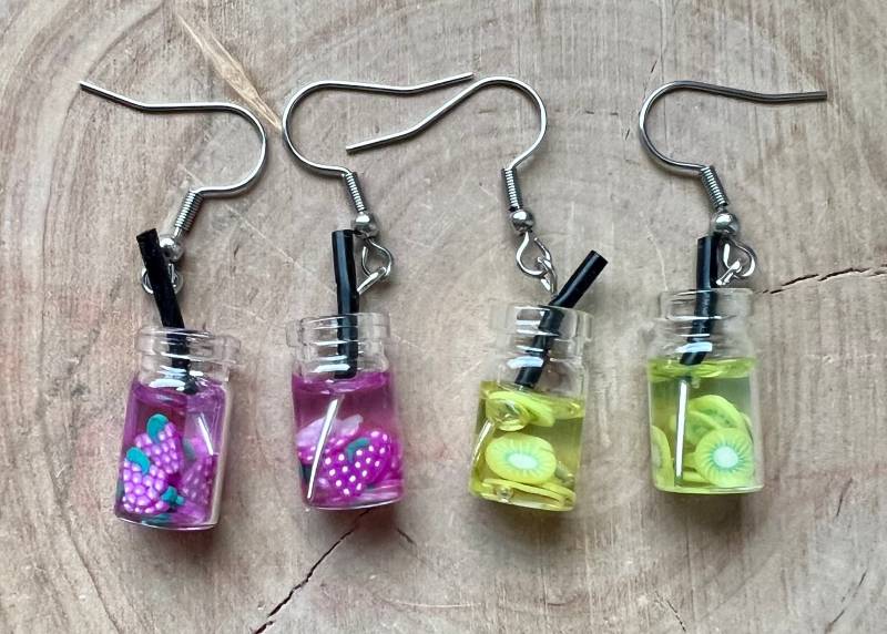 Ohrringe Kiwi Weintrauben Limonade Cocktail von MirisOhringe