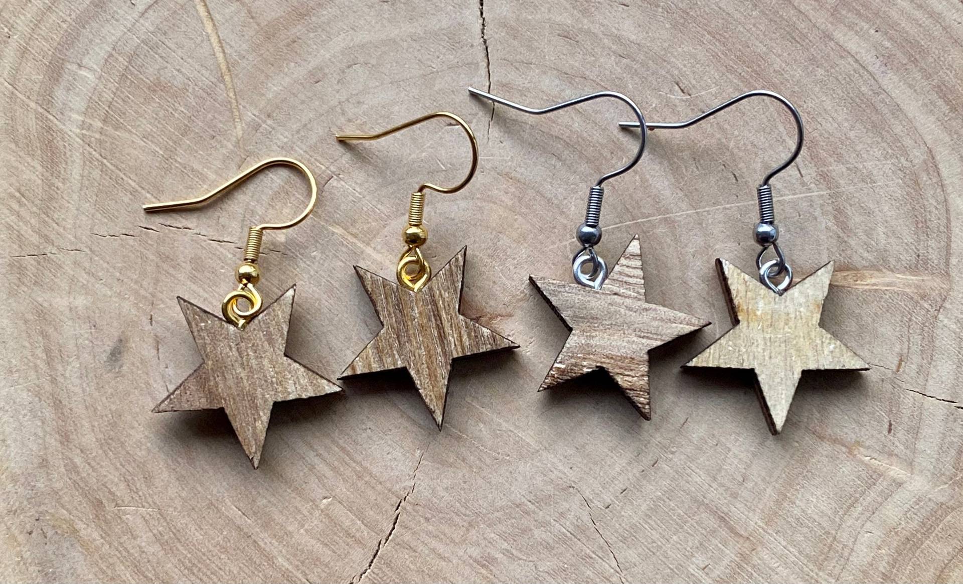 Ohrringe Stern Holz Weihnachten Himmel von MirisOhringe