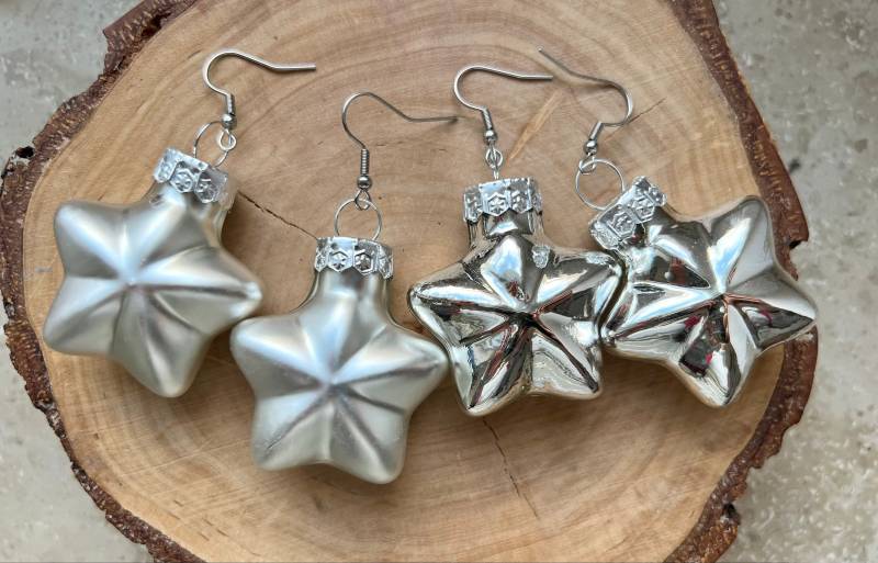 Ohrringe Stern Weihnachtsbaumschmuck Silber Christnacht von MirisOhringe
